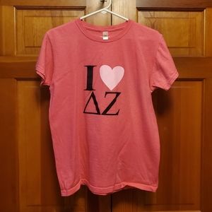 Delta Zeta T-Shirt DZ Sorority Pink I ❤️ DZ Medium